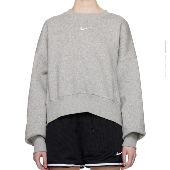 NIKE ESSENTIALS OVERSIZED CROPPED JERSEY SWEATSHIRT GRAY L - Picture 6 of 7